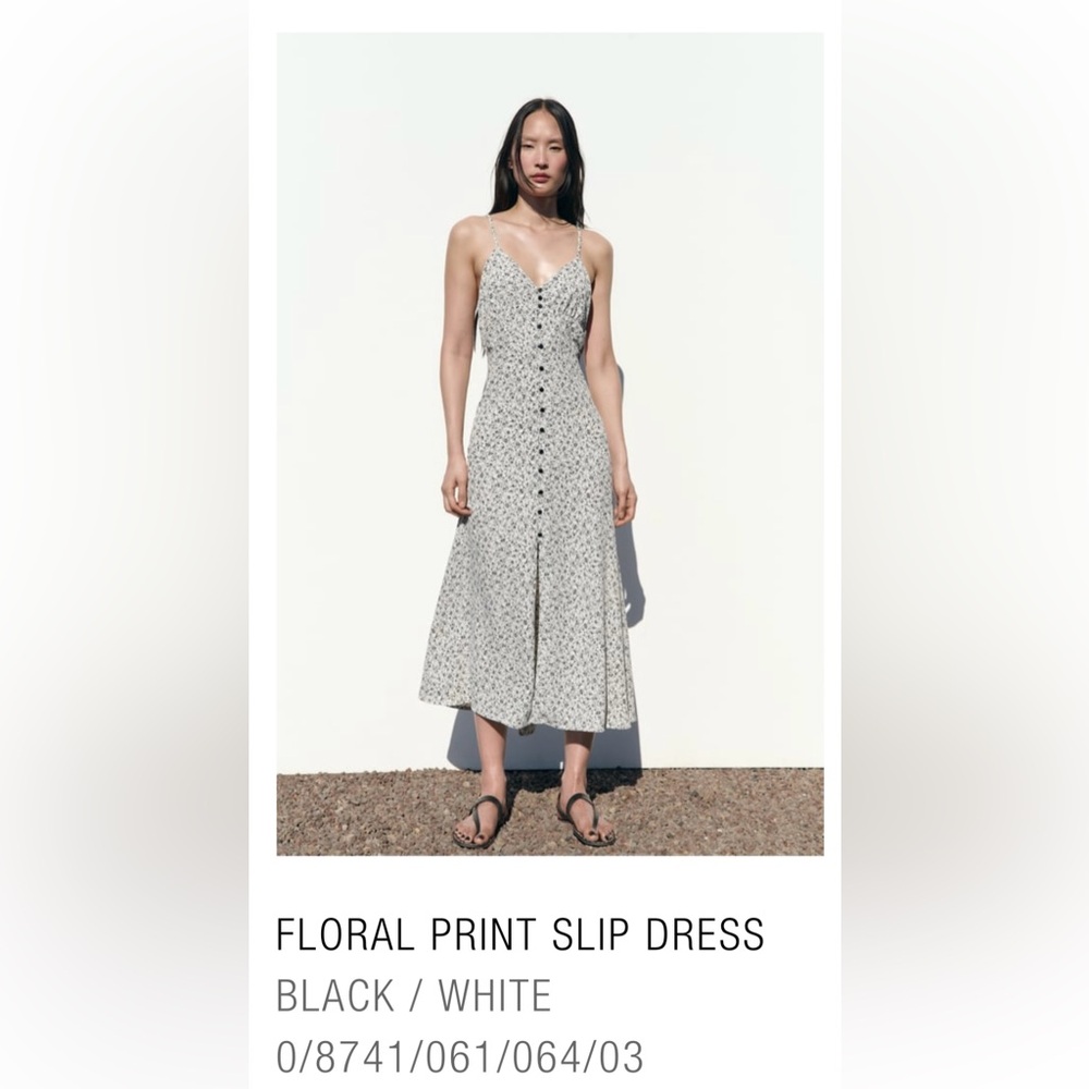 Zara White Floral Print Maxi Dress